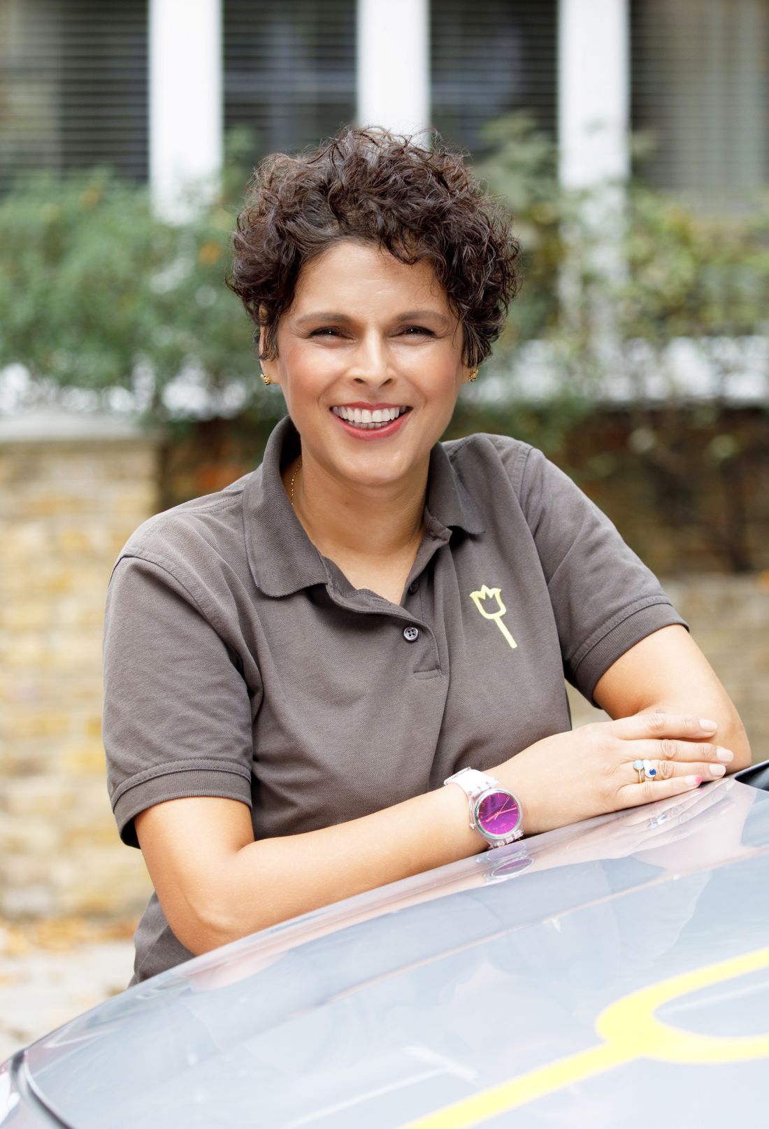 Jan Choudhury with the TW1 Gardening van